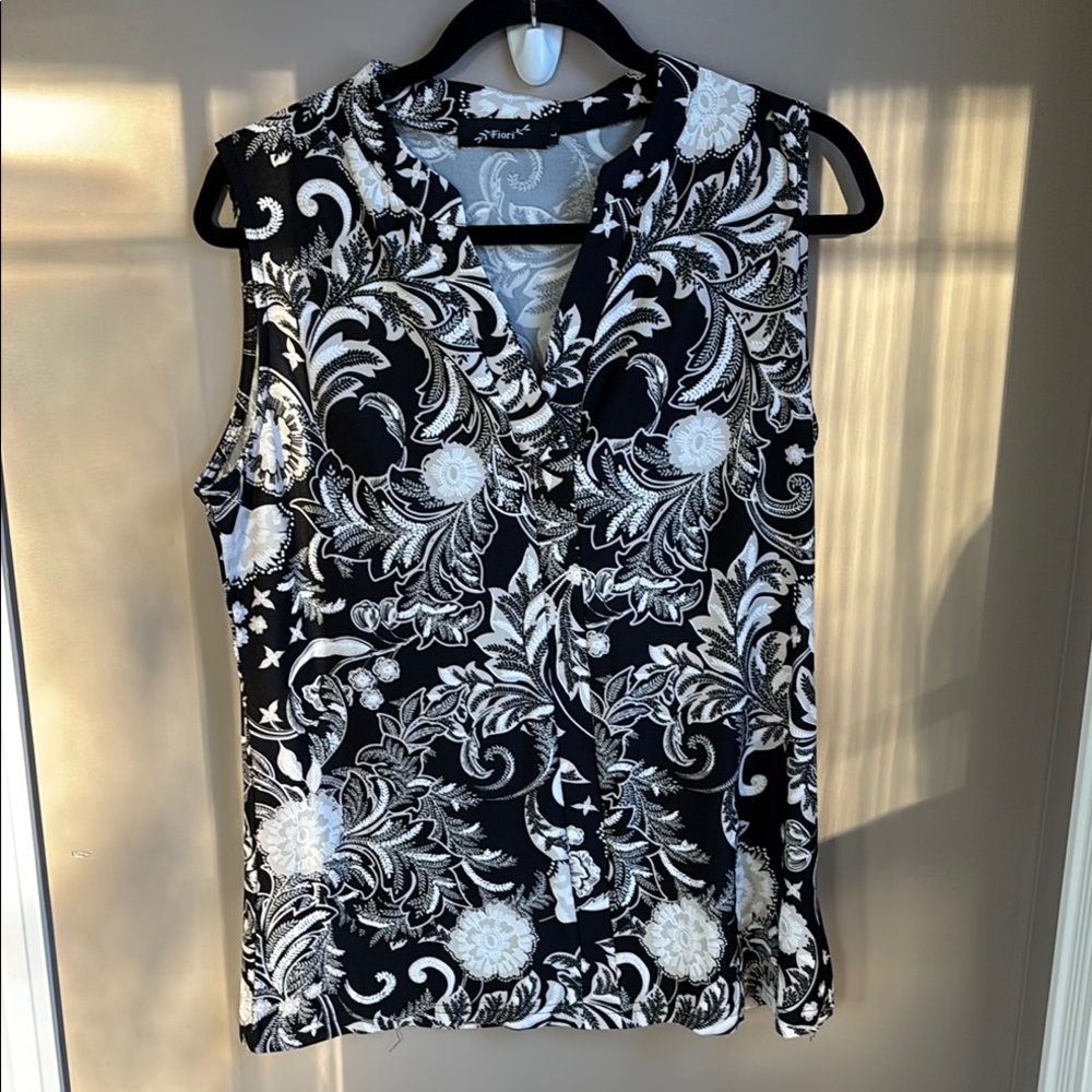 Black and White Sleeveless Top